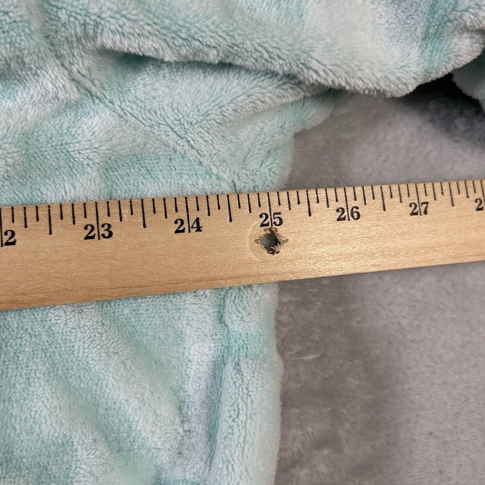 Victorias Secret PINK Plush Fleece Robe ML Mint Green Sherpa Hood Fluffy Belted - Picture 14 of 14